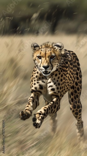 Graceful cheetahs run across the savannah, chasing after their prey.