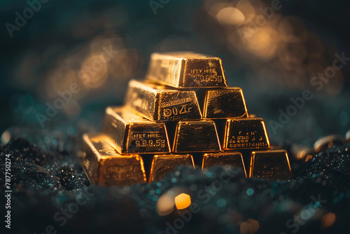 gold bars stack on Optimize digital marketing strategies based on chart insights. photo