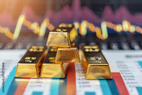 gold bars stack on tify cost-saving opportunities via chart analysis. . photo