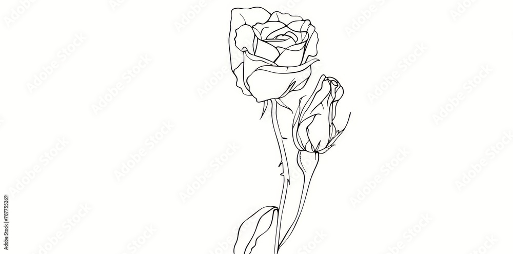 Abstract Rose Outline, Warm Tones, Contour Drawing, Single Line Motif, Minimalist Floral Art with Copy Space. Abstract Rose Outline, Warm Tones, Contour Drawing, Single Line Motif, Minimalist Floral Art with Copy Space.