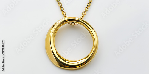 The Black Bow Polished Circle Necklace in Yellow Gold Gold Ring Pendant Necklace Gold Hammer Necklace isolated white background