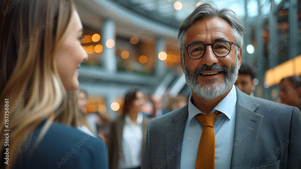 Business Executive - busy lobby - confident and smiling - CEO - stylish fashion Business Executive - busy lobby - confident and smiling - CEO - stylish fashion