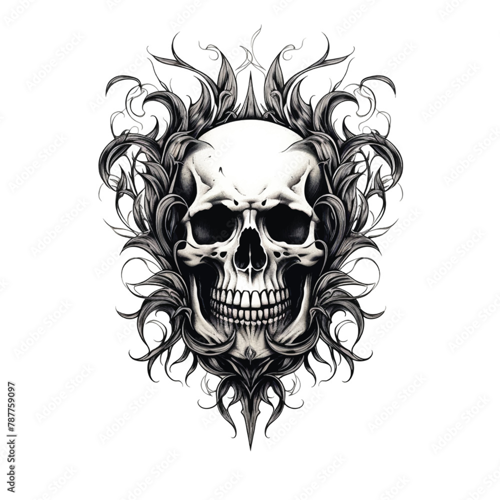 Obraz premium Beautiful hand drawing traditional sketch realistic hand drawing grunge golden skull logo animal skeletons army skull logo hand sketch drawing skull pirate logo adult skull