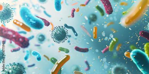 abstract bacteria probiotics gram positive background Colorful Microbes 3D Render Science Backdrop Bacterial and Viral Microcosm Science of Microbiology and Disease Probiotics Bacteria Biology Science