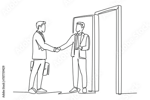 Continuous one line drawing Job search, recruiting, hiring concept. Doodle vector illustration.