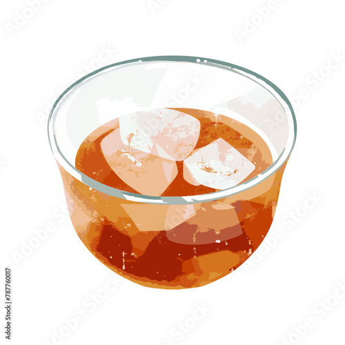 グラスに注がれた麦茶のイラスト