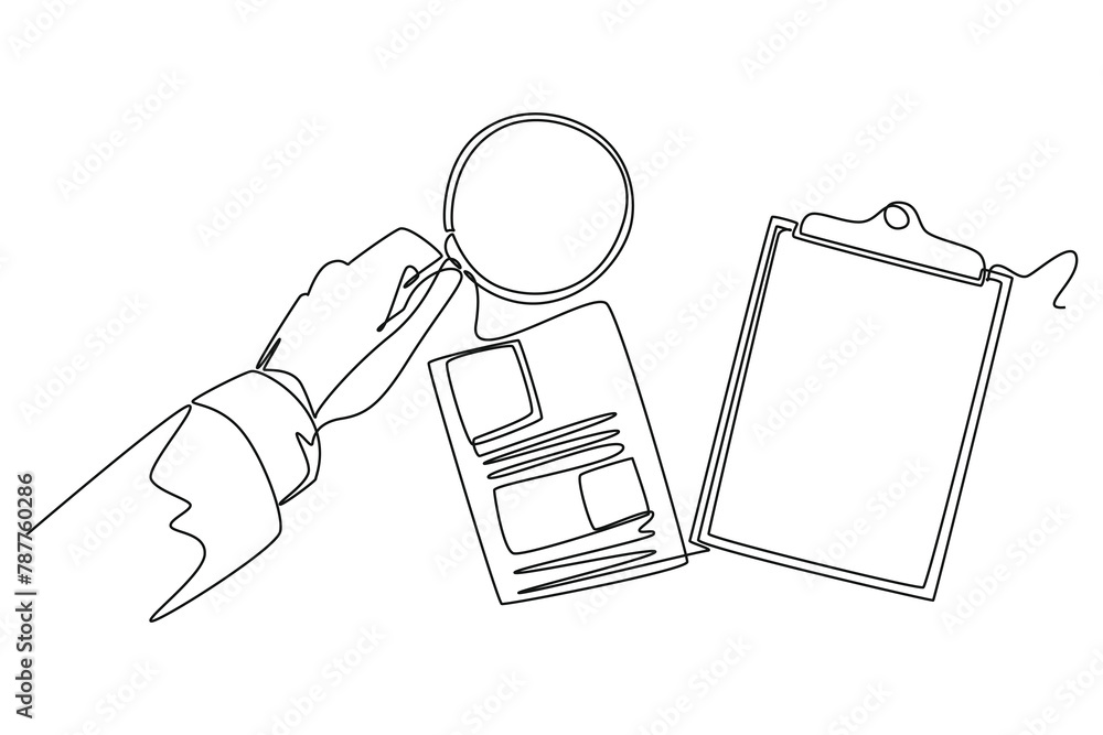 Continuous one line drawing Job search, recruiting, hiring concept. Doodle vector illustration.