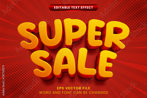 Super sale shopping promotion 3d editable vector text effect