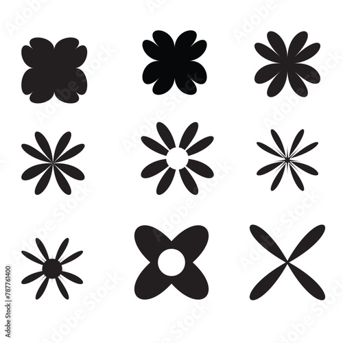 Flower icon set, black Flower isolated on white, vector illustration © Rakhi