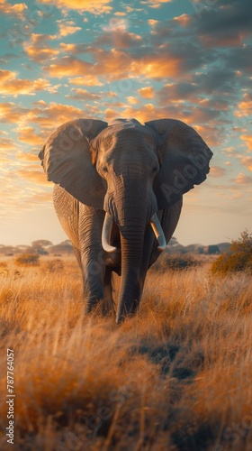 Magnificent elephants walk majestically across the African plains.