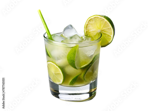 Tasty mint julep cocktail glass isolated on transparent background