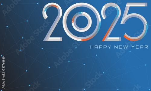 2025 happy new year celebration design with abstract technology background , 2025 number design for celebration card, background, greeting card, poster, etc, 