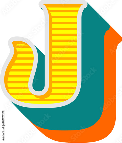 3D Classic Retro Letter Alphabet J