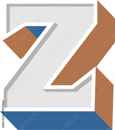 3D Classic Serif Retro Letter Alphabet Z