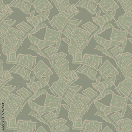 Neutral Colour Tropical Leaf Seamless Pattern Design