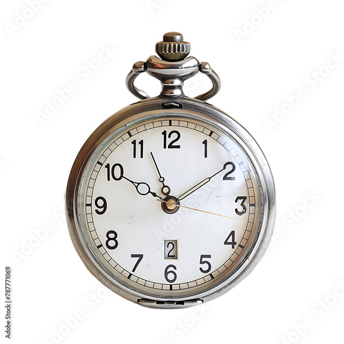 Pocket watch in old condition, Isolated on transparent background.