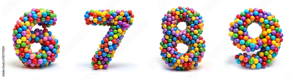 Numbers 6, 7, 8, 9. Colorful Ball Pit Alphabet: Playful and Childlike