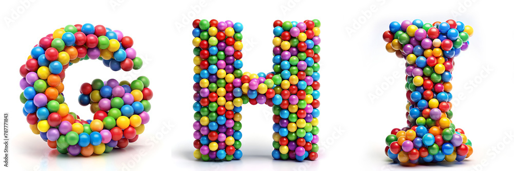 Letters G, H, I. Colorful Ball Pit Alphabet: Playful and Childlike