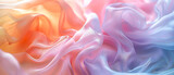 Ethereal ballet of color on fluid silk; juxtapose pastel shades in an intimate waltz, narrated through flat lay artistry, unique wedding, bridal, fashion, cosmetic or jewellers background, wallpaper