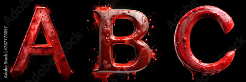 Letters A, B, C. Blood Alphabet: Terrifyingly Gruesome Lettering