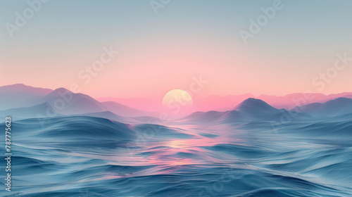 Sunset Over Water Painting © easybanana