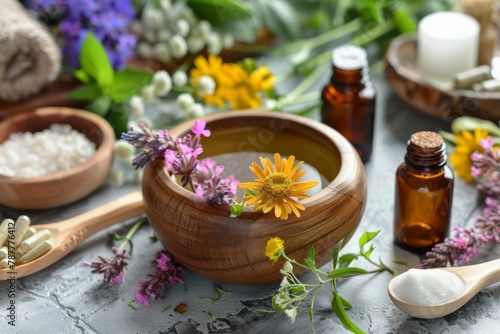 spa still life with essential oil ingredients   healthy life   wellness