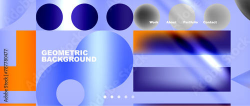 A closeup shot of a blue and orange geometric background featuring circles and squares. The azure hue contrasts with the electric blue circles, creating a visually striking pattern