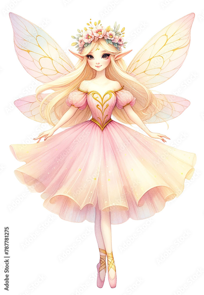 pink dress fairy with magic wand isolated pink dress fairy with magic wand isolated
