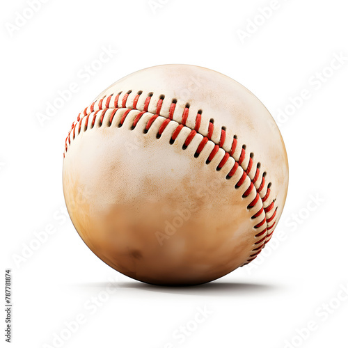 Old softball with clipping paths abstract on white and transparent background