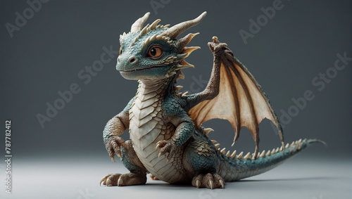 baby dragon posing on white background 23