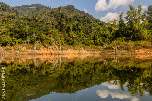 Reflections in waters of Nam Ou 5 reservoir, Laos © Matyas Rehak