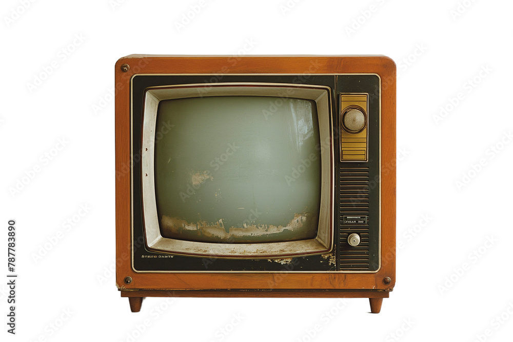 Old classic TV from the 80's on transaparent png file