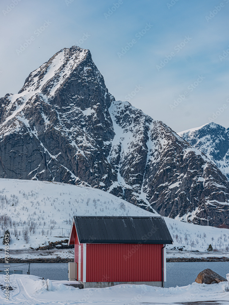 Winter landscape in Lofoten islands, Norway.