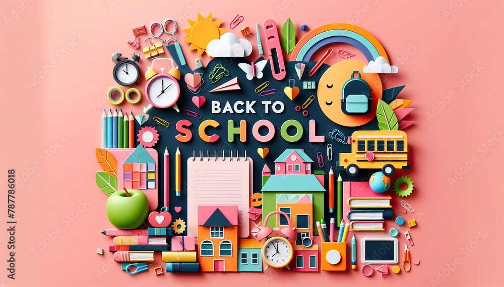 Back ot school, paper art Back ot school, paper art