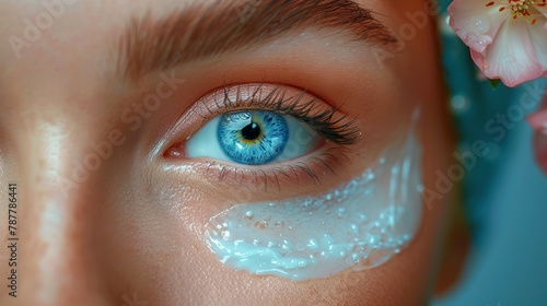 Close up beautician's hands applying anti-aging facial cream on woman client face to prevent wrinkles in spa salon. Skin care, cosmetic procedures for facial care and beauty treatment concept