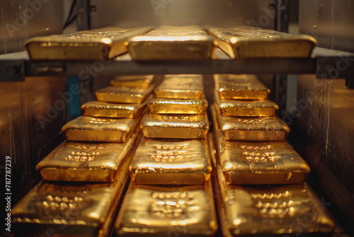 A stack of gold bars rests in the security room