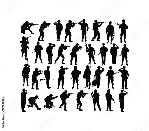 Soldier and Army Force Silhouettes, art vector design