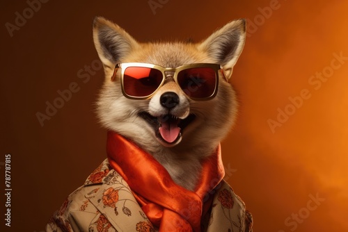 Funny fashion fox wearing sunglasses. © vlntn
