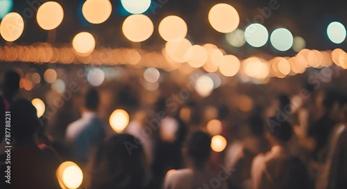 Vintage tone blur video of night festival in garden with bokeh photo
