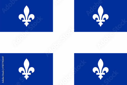 The official flag of the Canadian Province of Quebec. Vector illustration
