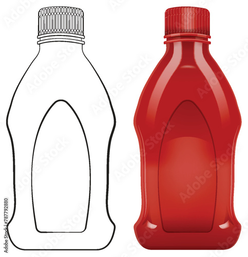 Vector illustration of empty and full ketchup bottles