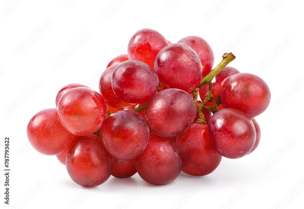 Red grape cluster isolated on white background. Clipping path.