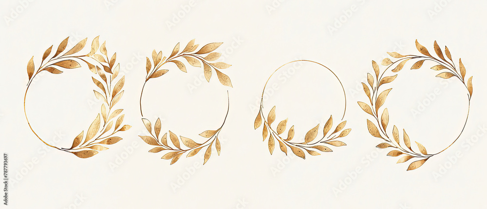 a three gold leaves arranged in the shape of a number a three gold leaves arranged in the shape of a number
