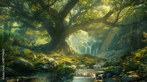 Mystical Forest Glen  Ancient Trees  Sparkling Streams  Ethereal Light