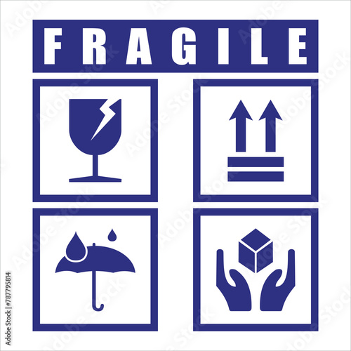 Illustration vector Fragile handle with care sticker and poster for delivery service