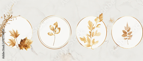 three oval gold leaf plates with gold trim on a marble surface