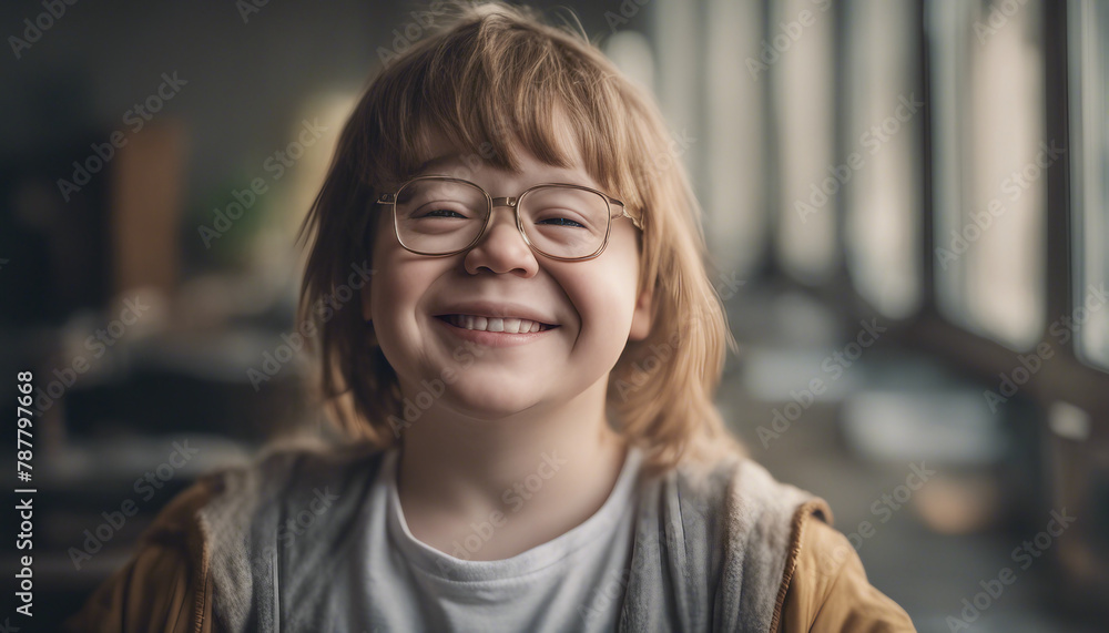 Bright Smile: Photorealistic Portrait of a Person with Down Syndrome Bright Smile: Photorealistic Portrait of a Person with Down Syndrome
