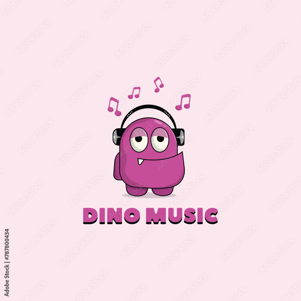cute dinosaur vector logo with simple music logo concept graphic design illustration cute dinosaur vector logo with simple music logo concept graphic design illustration