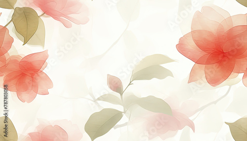 Camellia. Delicate seamless pattern for background  textile design  fabrics. Watercolour illustration on white background. Pastel colours.