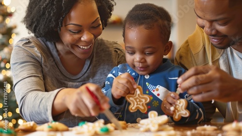 Bonding moment as parents and children decorate cookies together